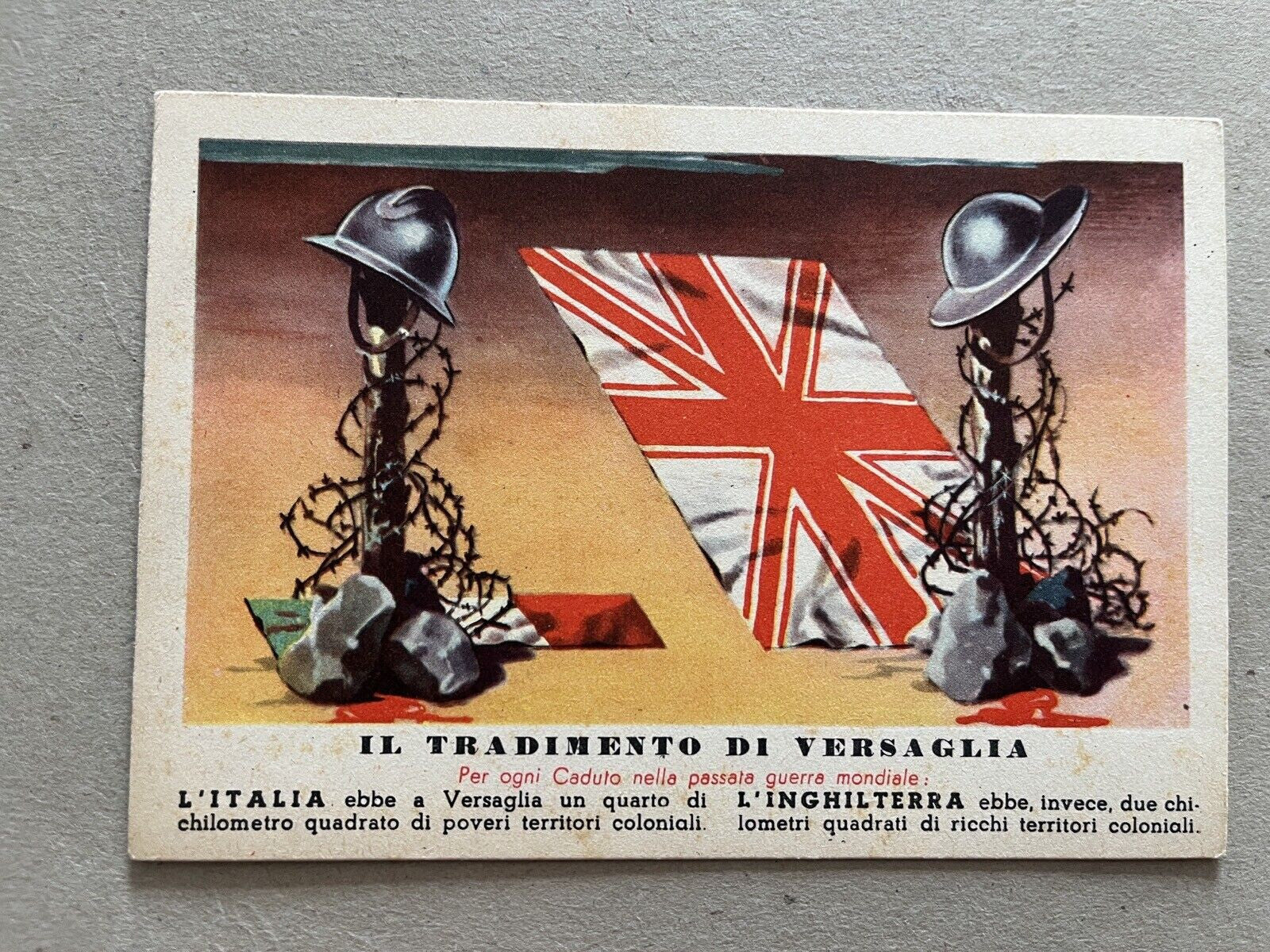 TS Militaria Cartolina WWII Tradimento Versailles non viaggiata vintage