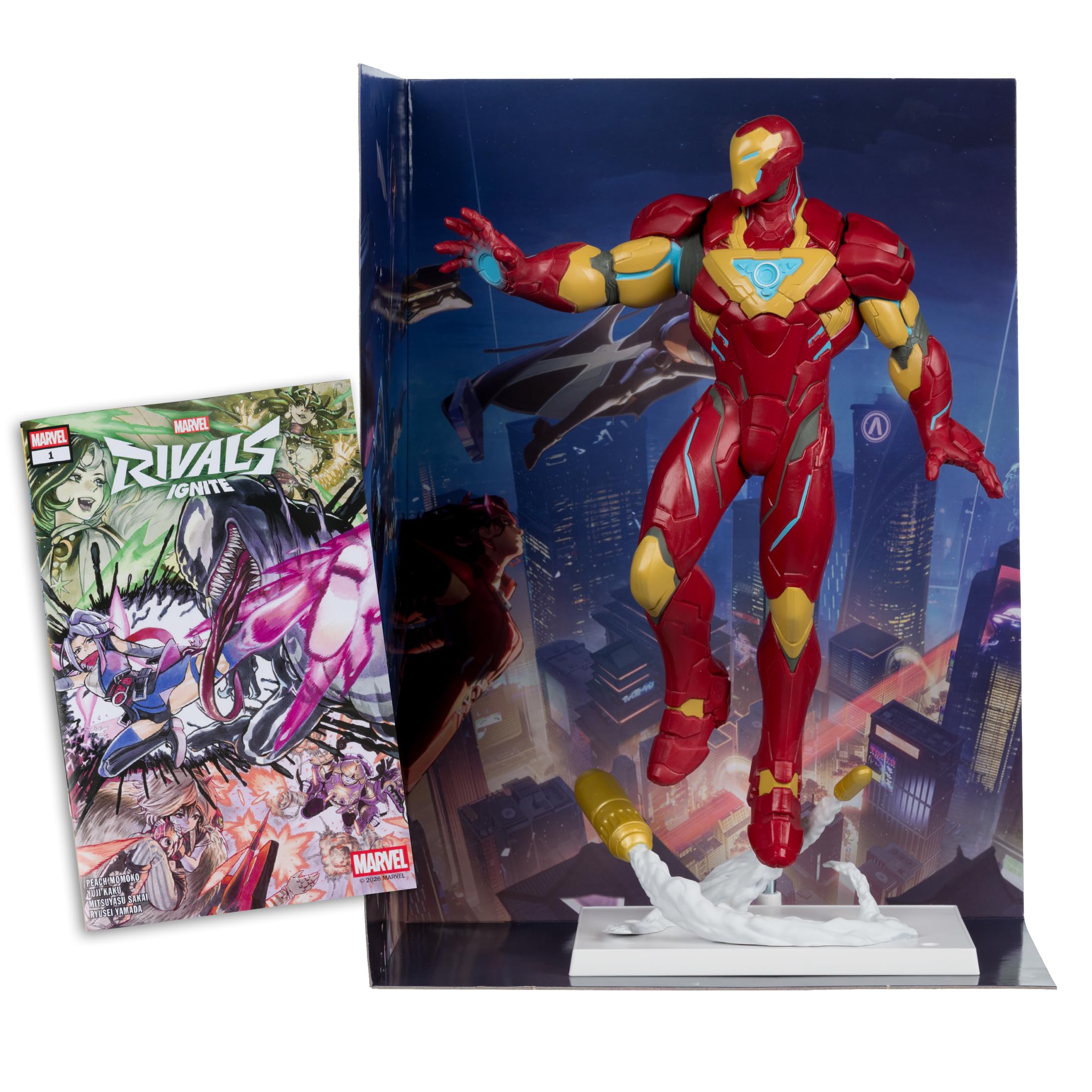 McFarlane Marvel Rivals Iron Man statua 1:6 28,4 cm con fumetto