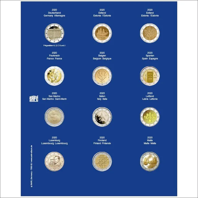 SAFE Sammelsysteme 7302-32 foglio 2 euro 2020 con capsule