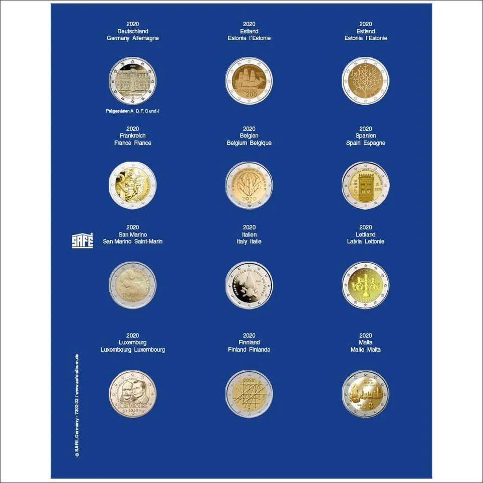 SAFE Sammelsysteme 7302-32 foglio 2 euro 2020 con capsule