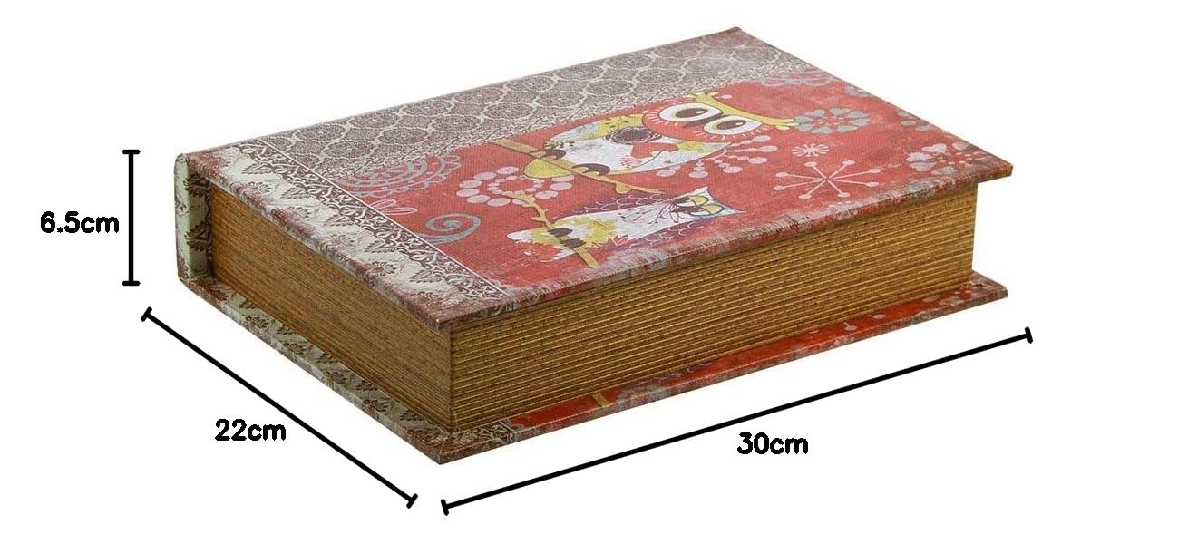 Safe Midi scatola libro legno gufo 30x22 cm retro