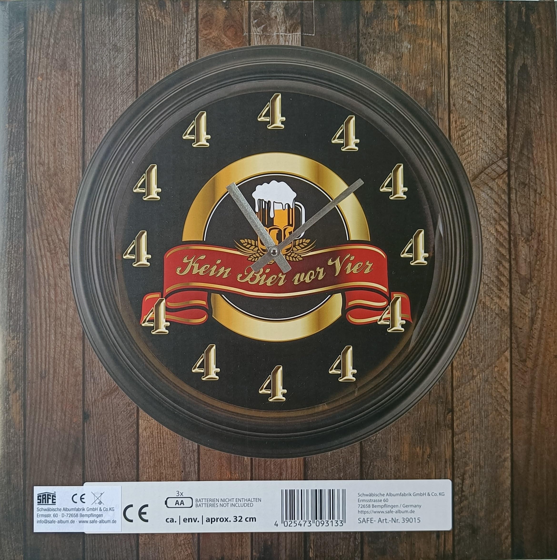 Safe Group Uhren & Schmuck orologio da parete birra prima delle 4