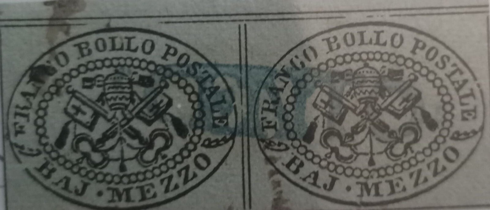 Stato Pontificio Coppia Mezzo Bajocco 1852 Moneta Perizia Manzoni