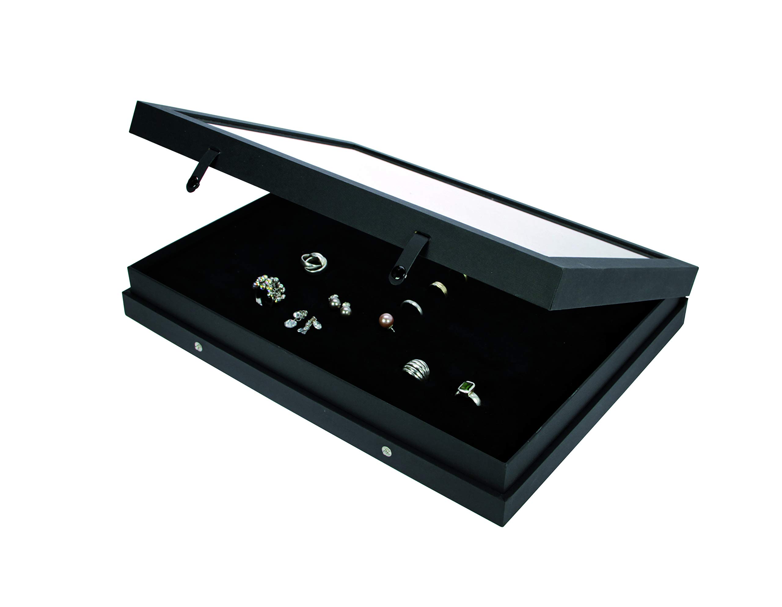 Safe 5685 Espositore 48 Anelli Vetro Nero 40x30 cm