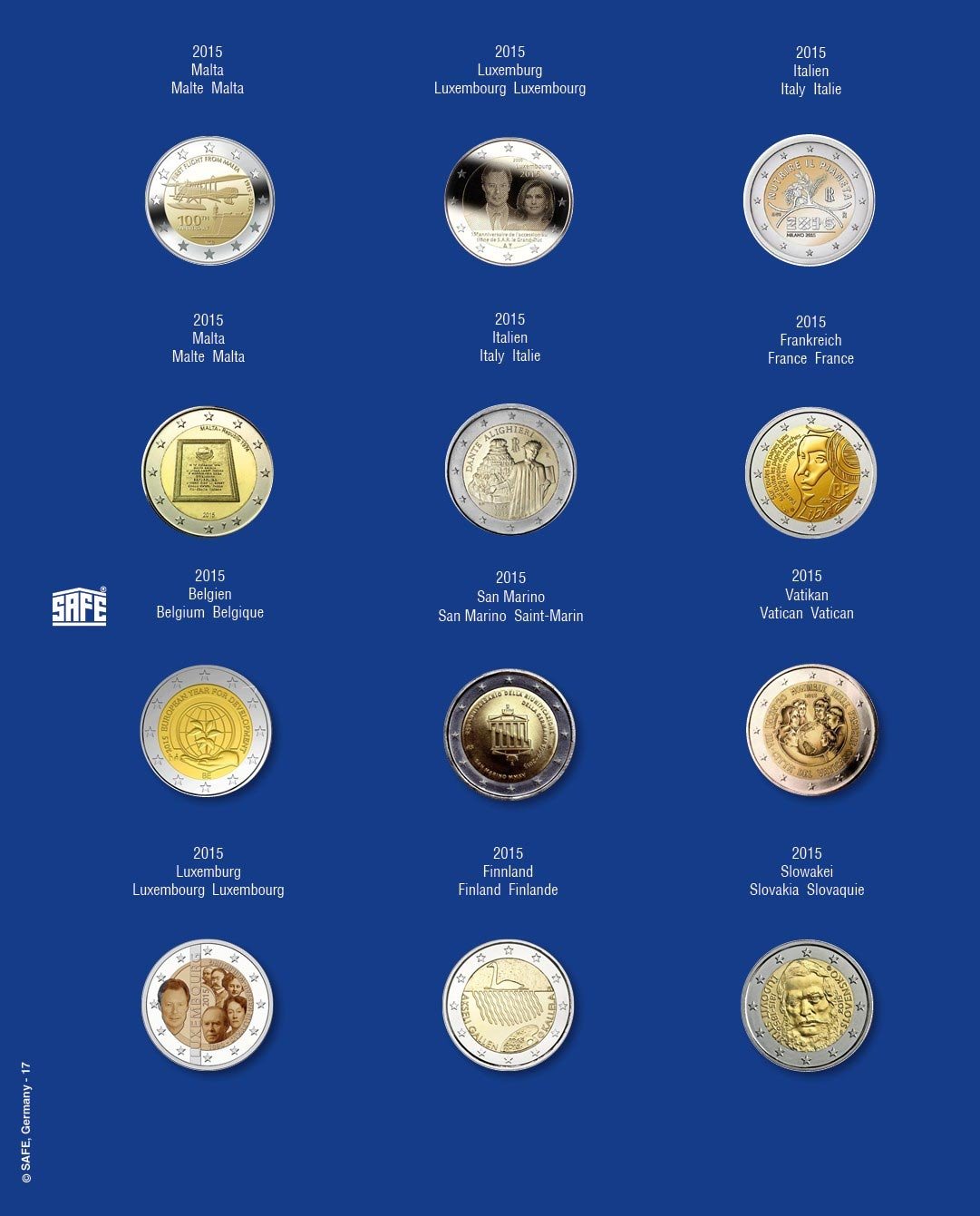 SAFE Zusatzblätter 7302-17 foglio 2 euro 2015 per capsule