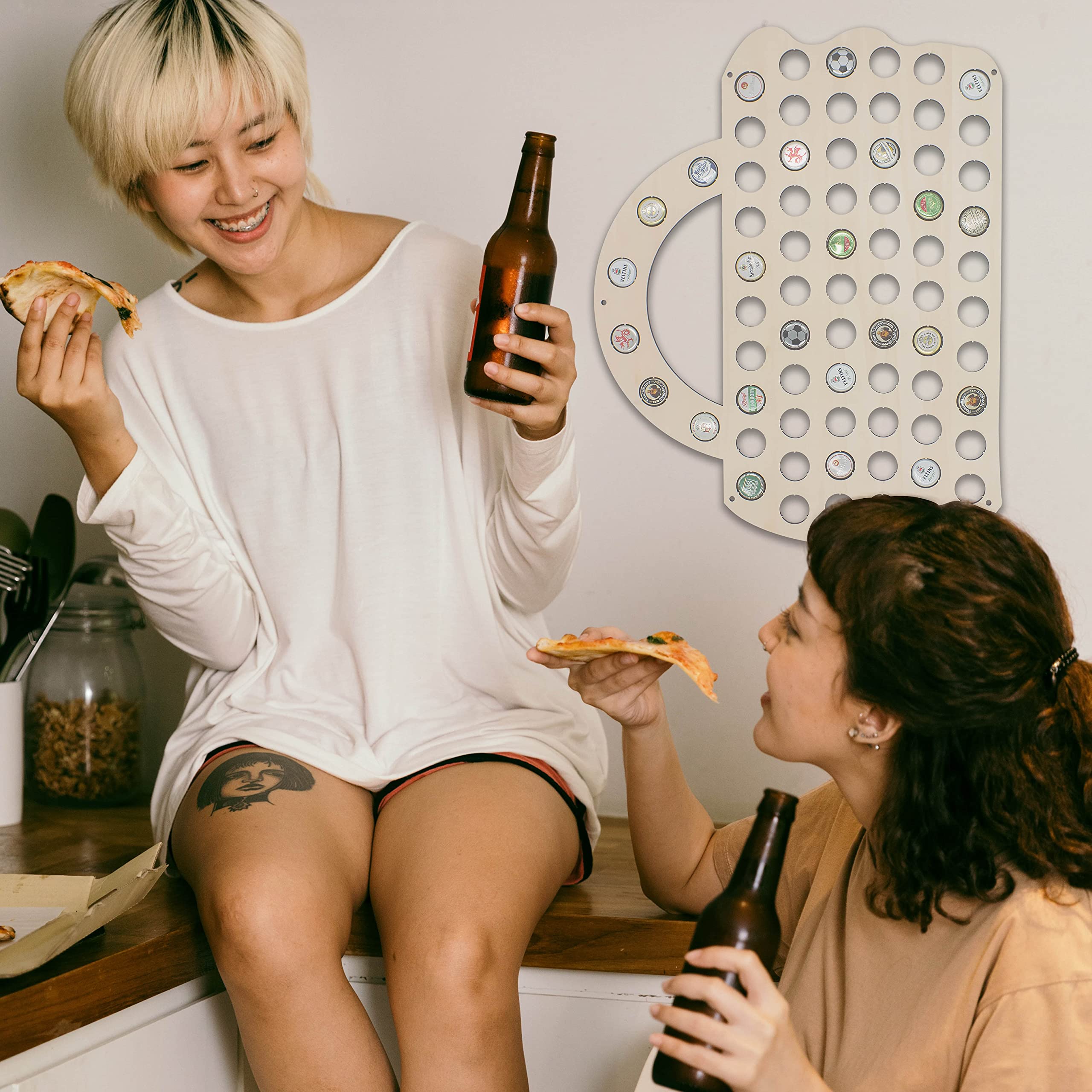 SAFE 36989 Quadro Boccale per 70 Tappi Birra in Legno