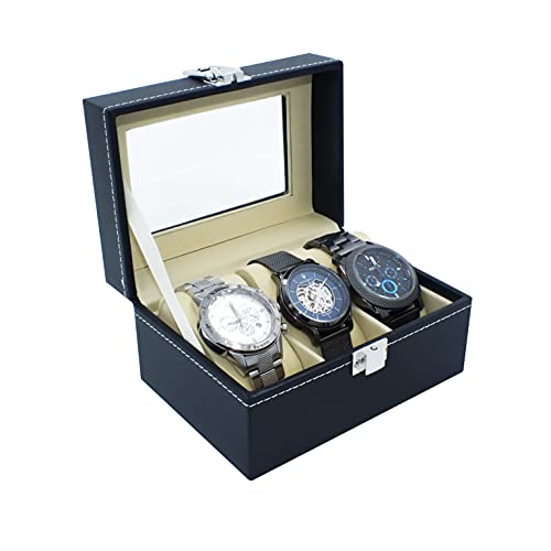 Safe Box Portaorologi 3 Orologi Vetro Velluto Beige