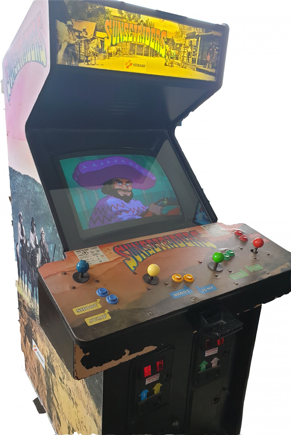 Arcade Story Sunset Riders Konami 1991 cabinato 4 giocatori