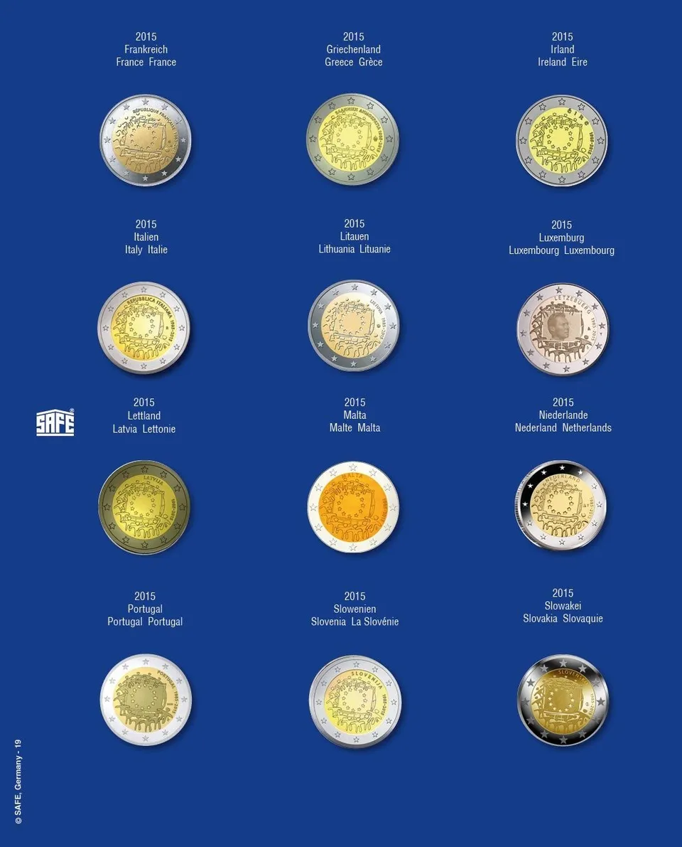 SAFE Sammelsysteme 7302-19 Foglio 2 Euro 2015 per Capsule