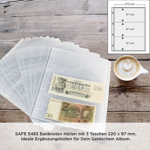 Safe 5483C buste portabanconote A4 100 pezzi 3 tasche 215x97 mm