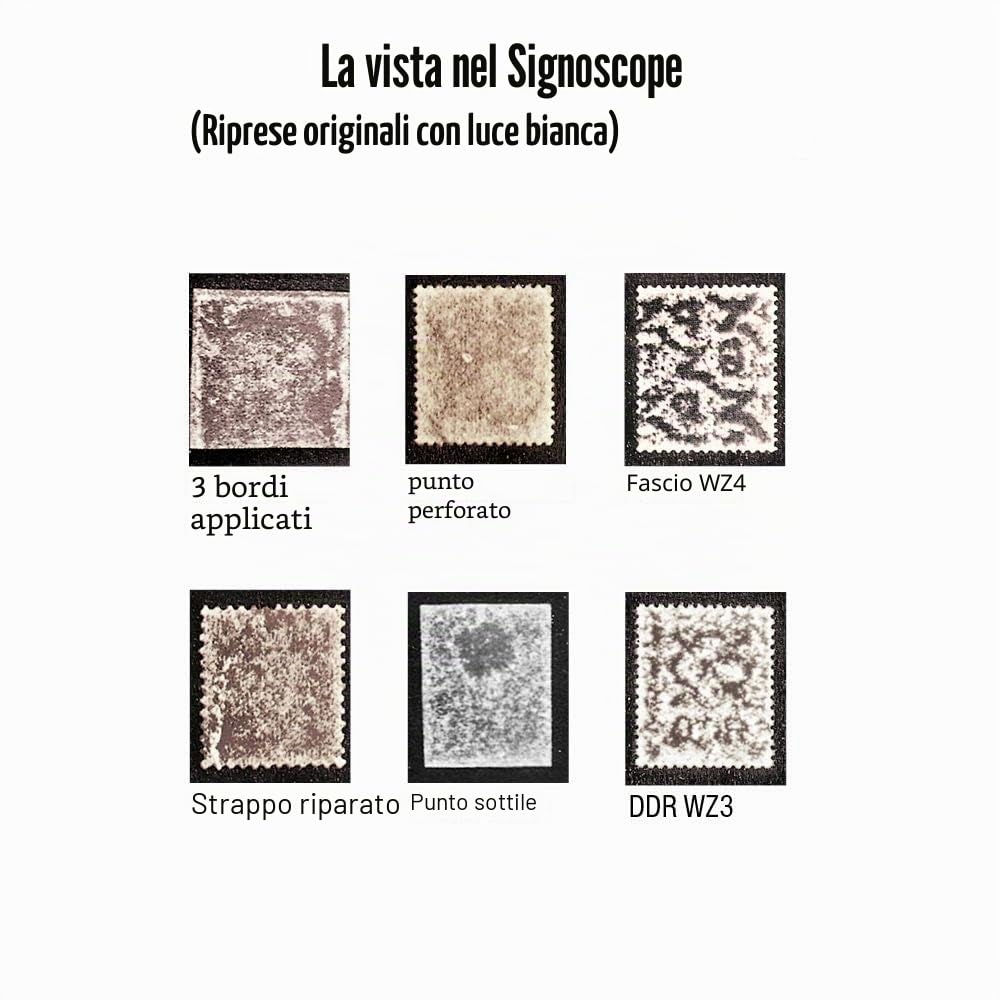 SAFE Signoscope Pro filigranoscopio francobolli 9 LED 8 colori