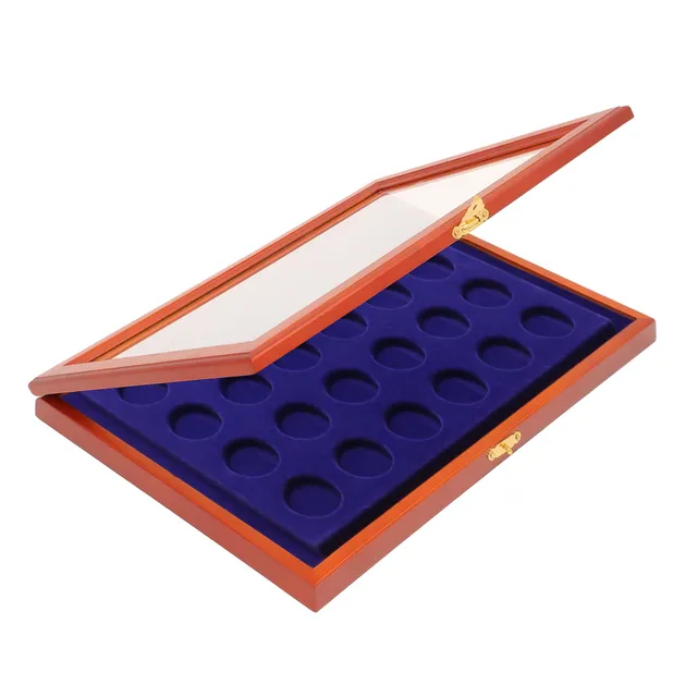 SAFE 5867 vetrina legno 24 monete 38 mm velluto blu