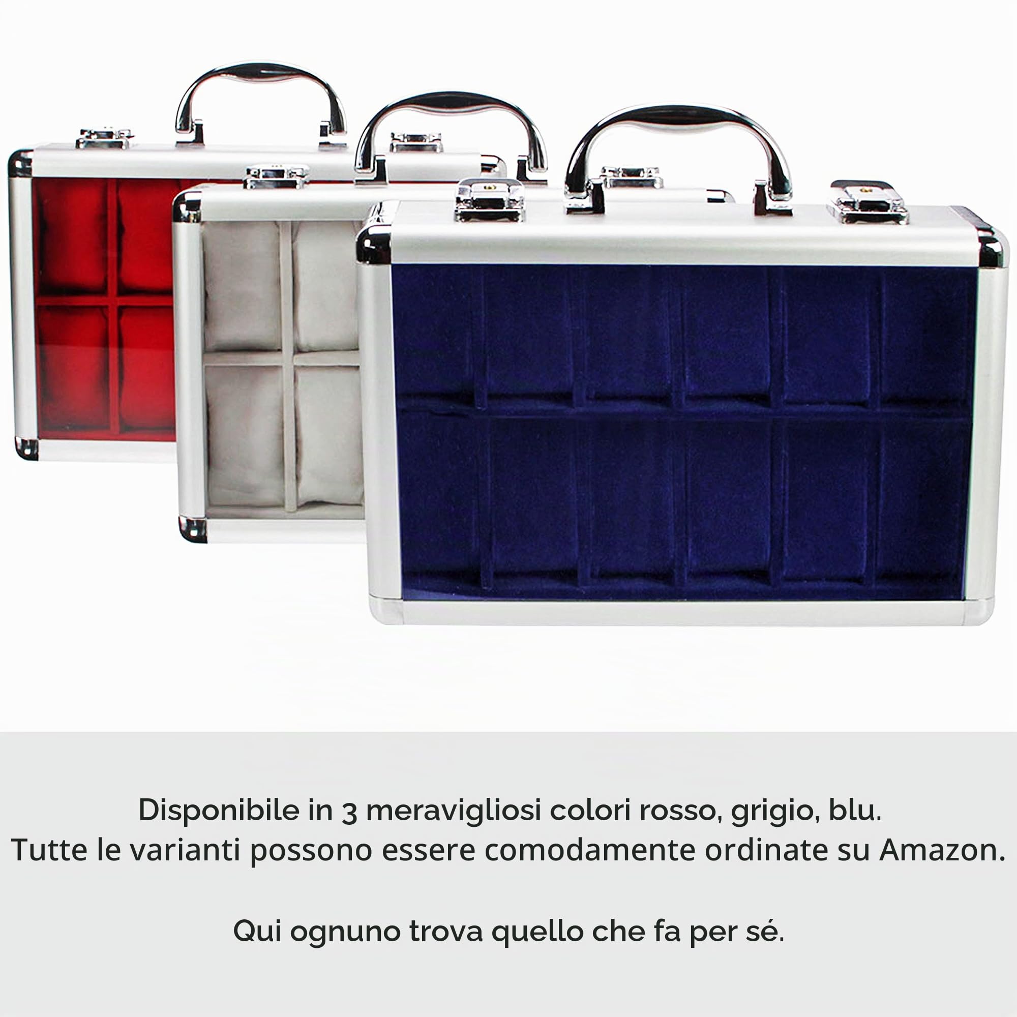 Safe Group 265 portaorologi alluminio 12 orologi velluto rosso