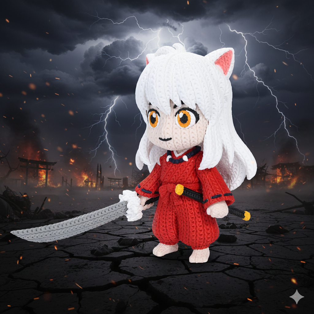 L'Atelier di Zelda Stampe Incantate Statua Inuyasha Crochet Media PLA