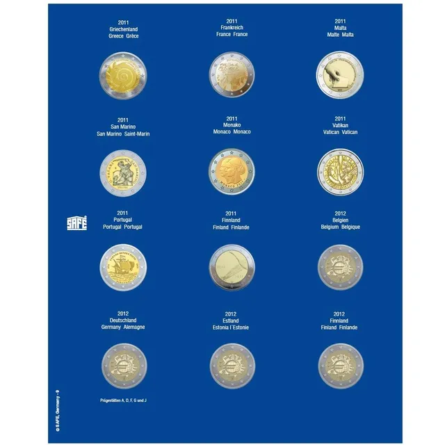 SAFE 7302-10 Foglio 2 Euro Capsule 2012 per Album TOPset