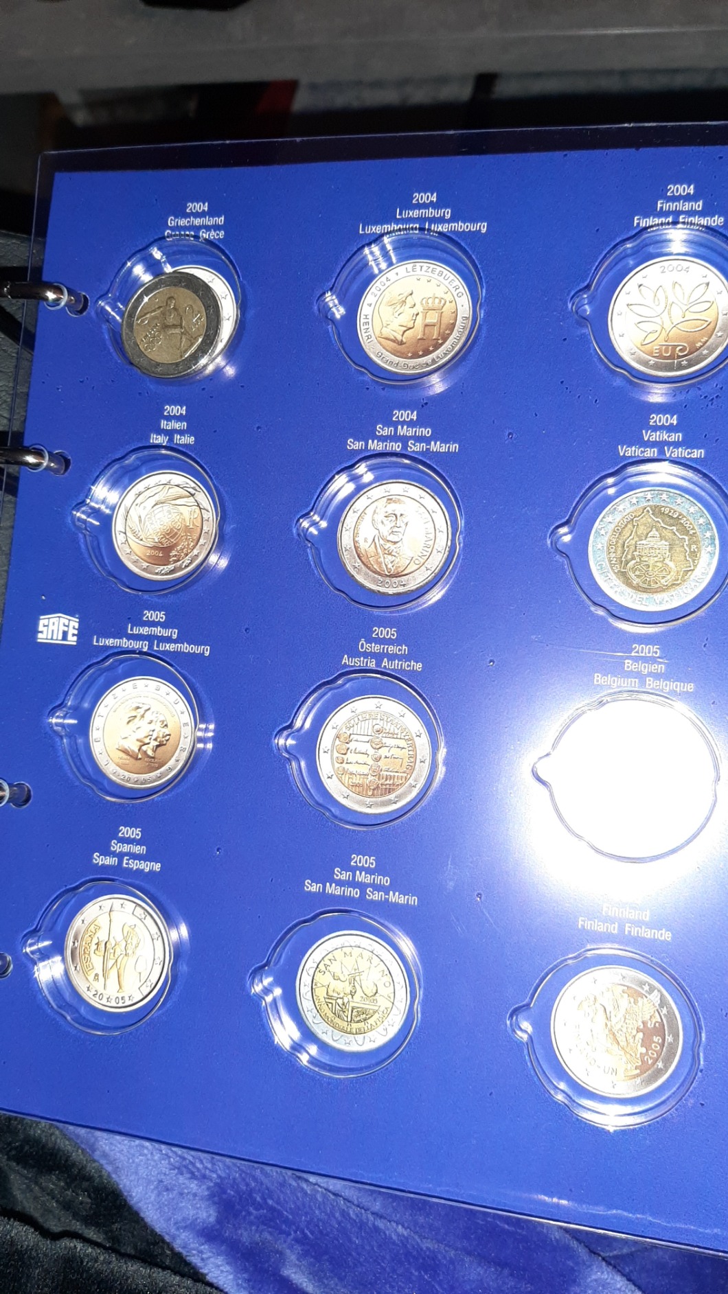 SAFE TOPset album monete 2 euro 2004-2012 capsule, 10 fogli