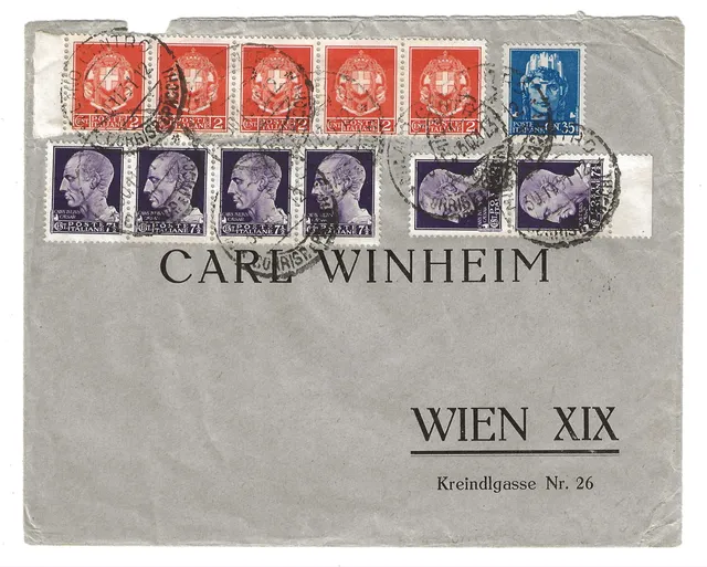 TS Collezionismo Filatelia Busta 1931 Milano-Vienna Serie Imperiale