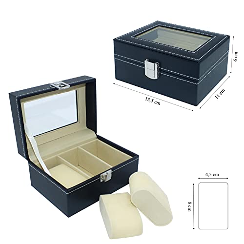 Safe Box Portaorologi 3 Orologi Vetro Velluto Beige