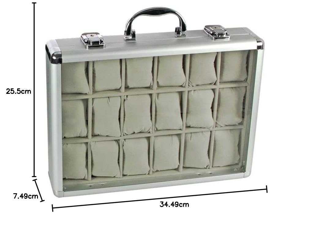 Safe 266 portaorologi alluminio velluto per 18 orologi