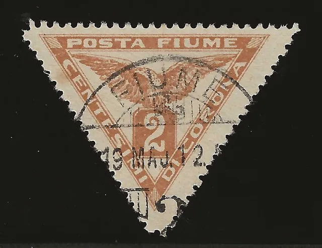 TS Collezionismo Filatelia 1919 Fiume 2 c. Aquila francobollo usato giallo