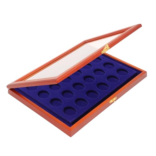 Safe 5867 Vetrina Legno 24 Monete 38 mm Velluto Blu
