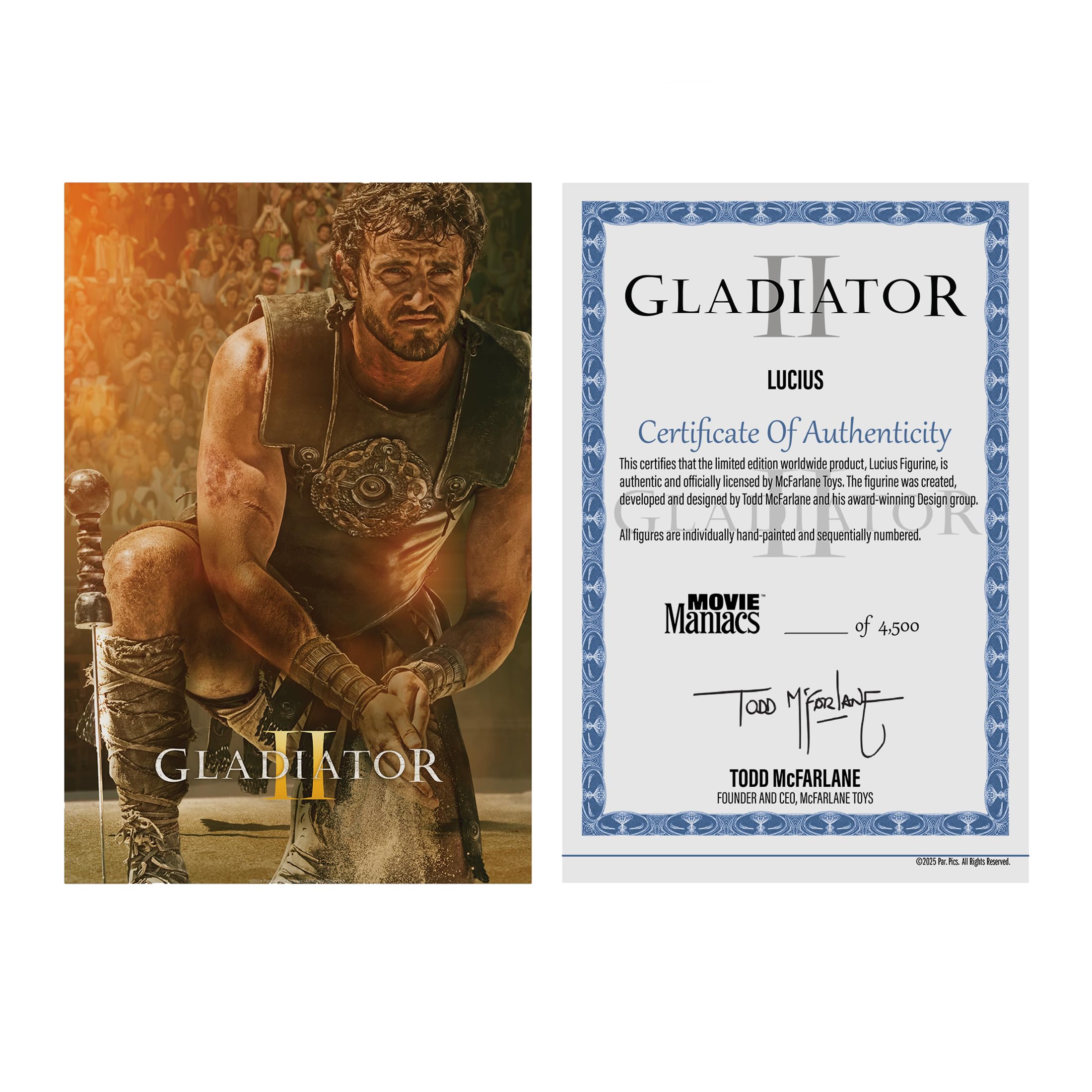 McFarlane Movie Maniacs Lucius Gladiator II figure in posa 15,2 cm