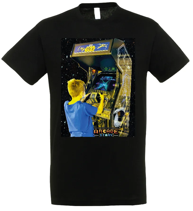 Arcade Story Magliette Star Wars maglietta cotone nera stampa cabinato