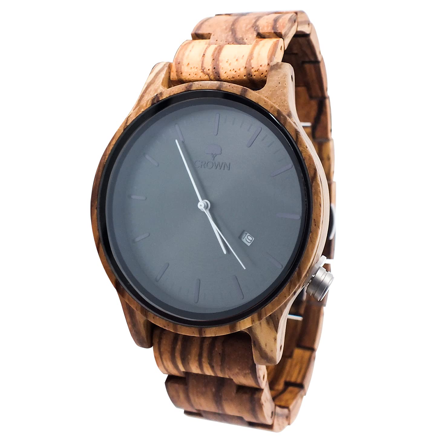 Crown Orologio Legno Uomo Zandel Quarzo 40mm 50g