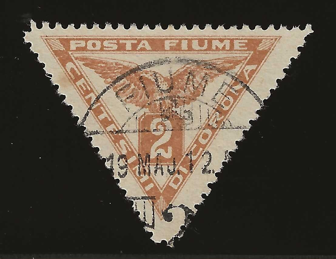 TS Collezionismo Filatelia 1919 Fiume 2 c. Aquila francobollo usato giallo