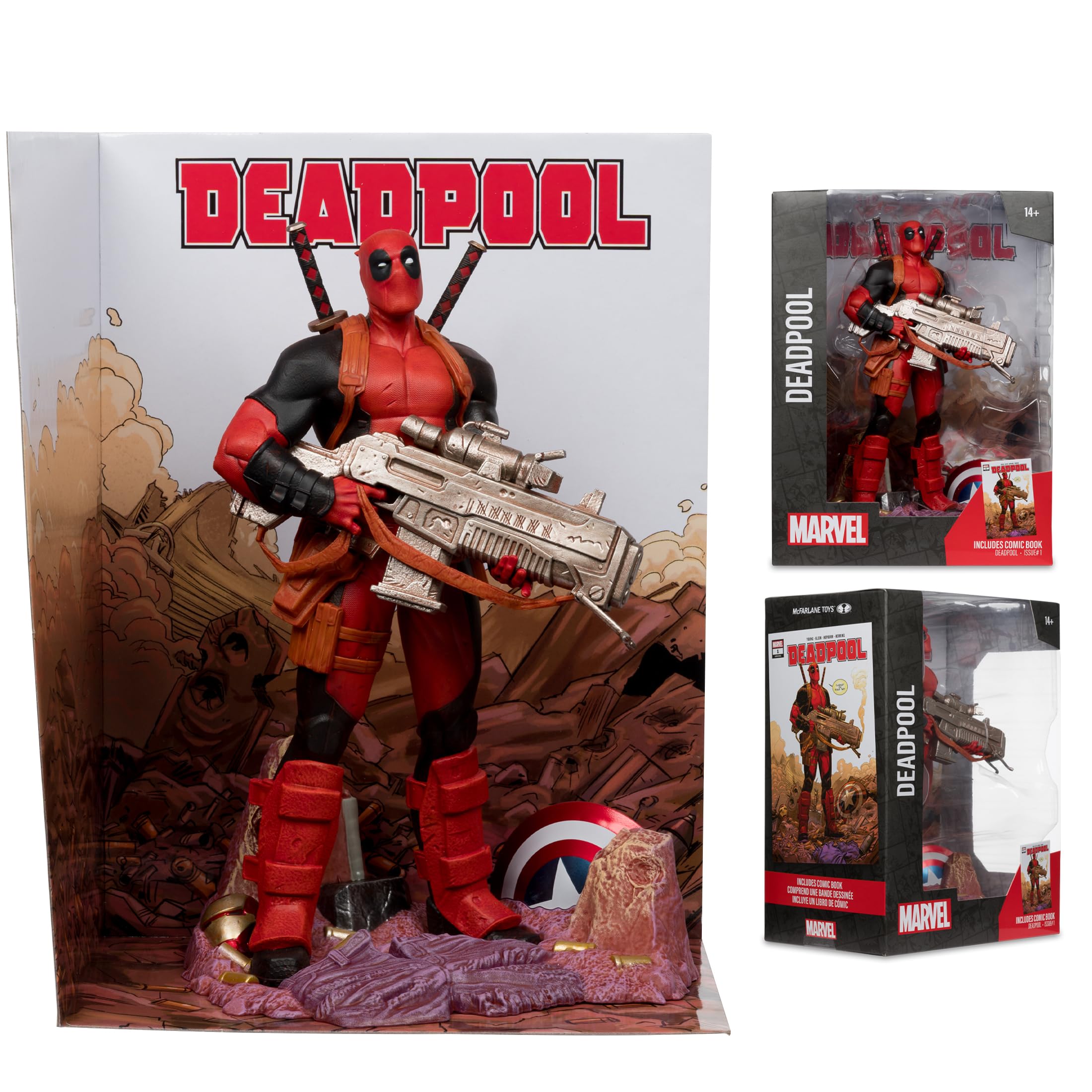 McFarlane Marvel Deadpool 1:6 statua con scena e fumetto #1