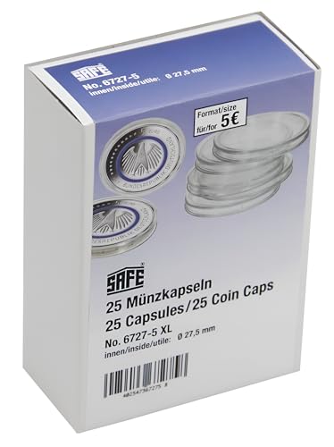 SAFE 6726 Set 25 Capsule 26mm per Monete 2 Euro Trasparenti