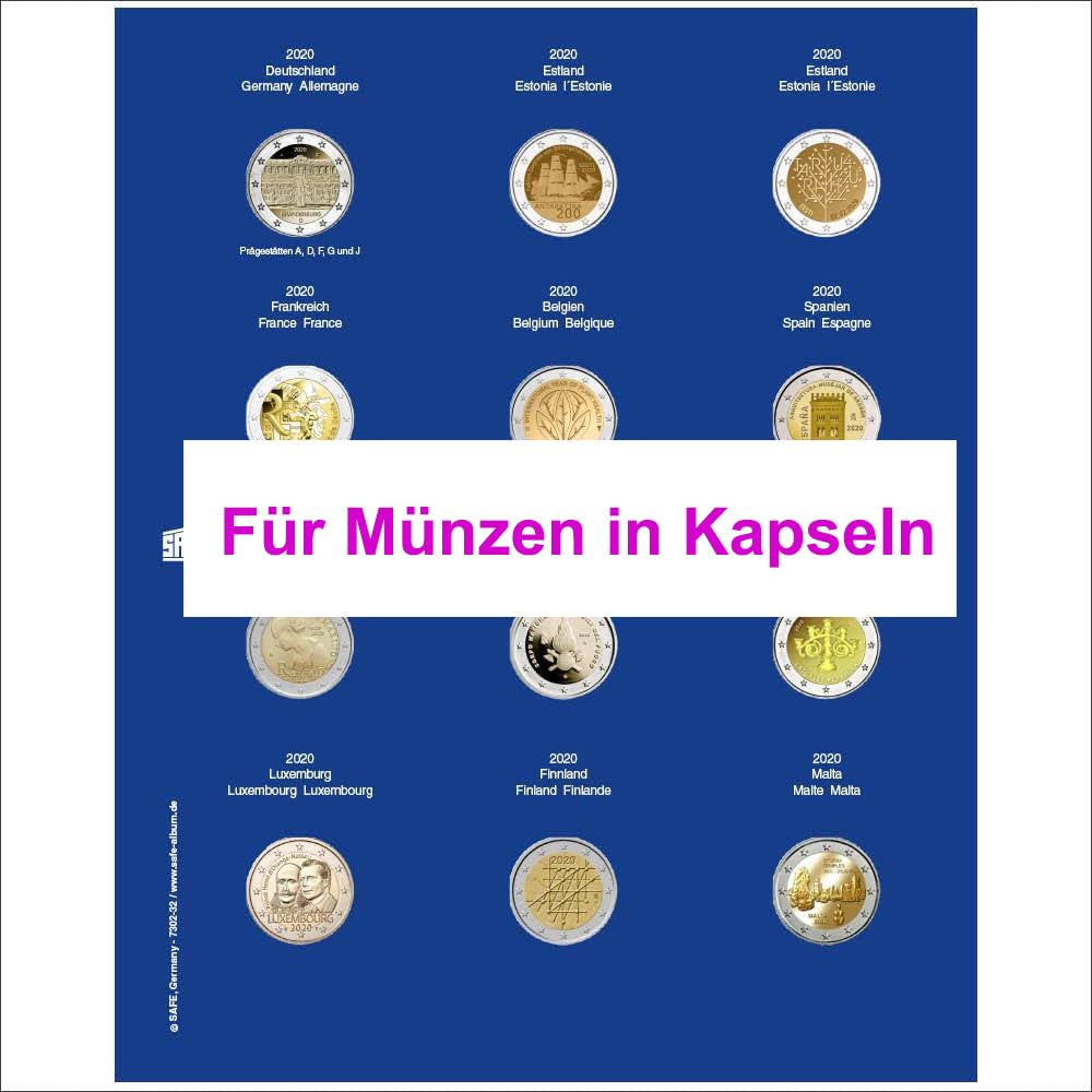 SAFE Sammelsysteme 7302-32 foglio 2 euro 2020 con capsule