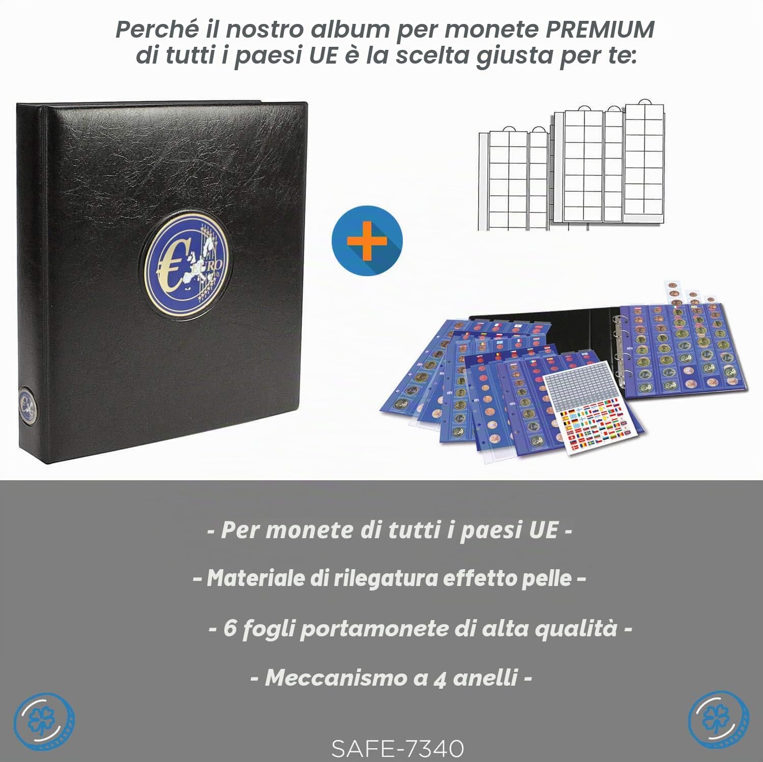 Safe Group Sammelsysteme 7340 album monete euro 5 fogli