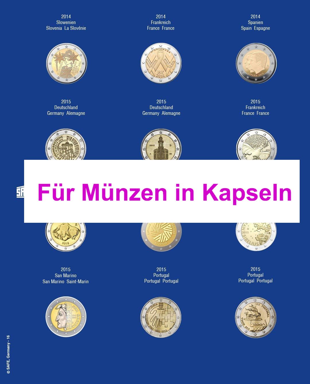SAFE Zusatzblätter 7302-16 foglio 2 euro 2015 per capsule