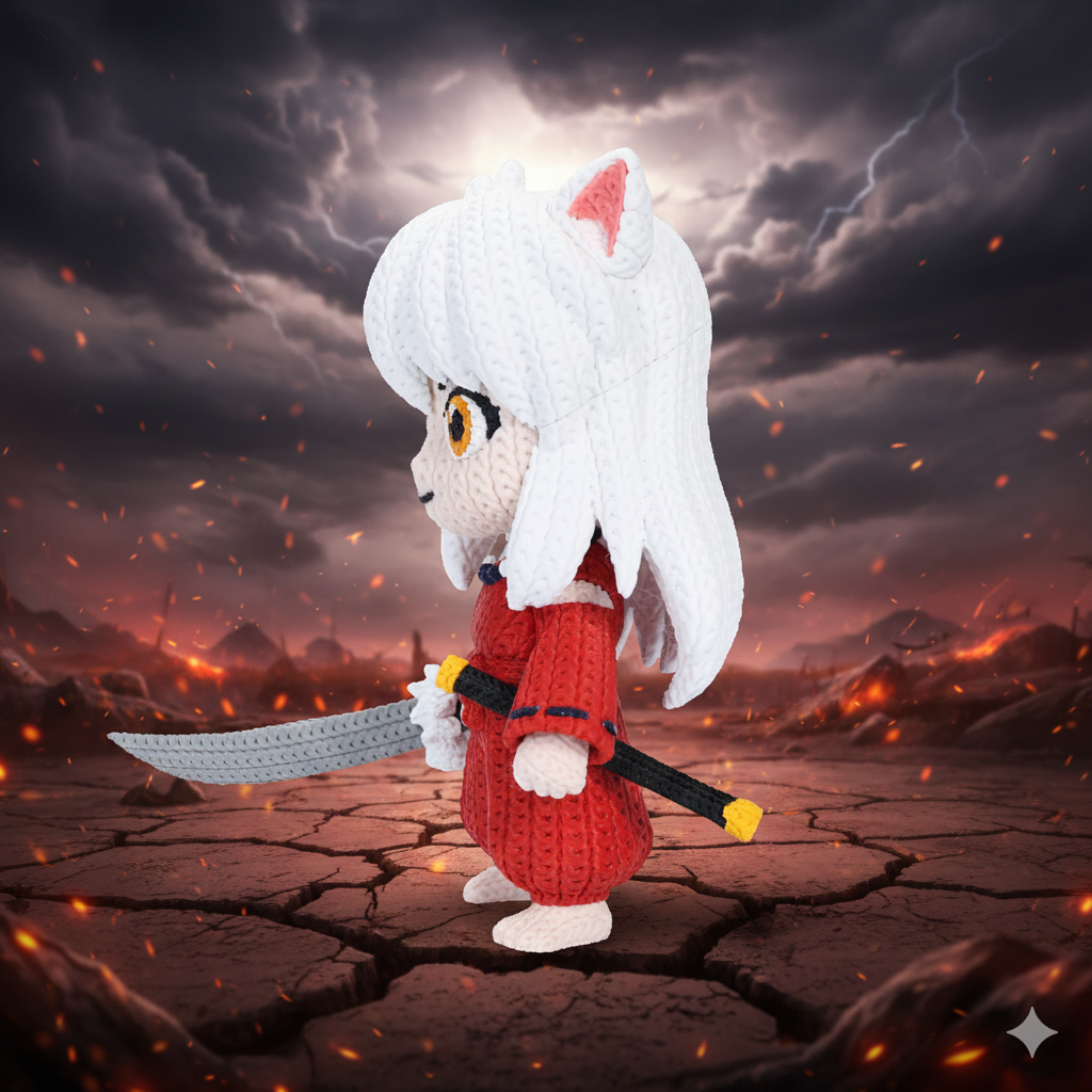 L'Atelier di Zelda Stampe Incantate Statua Inuyasha Crochet Media PLA