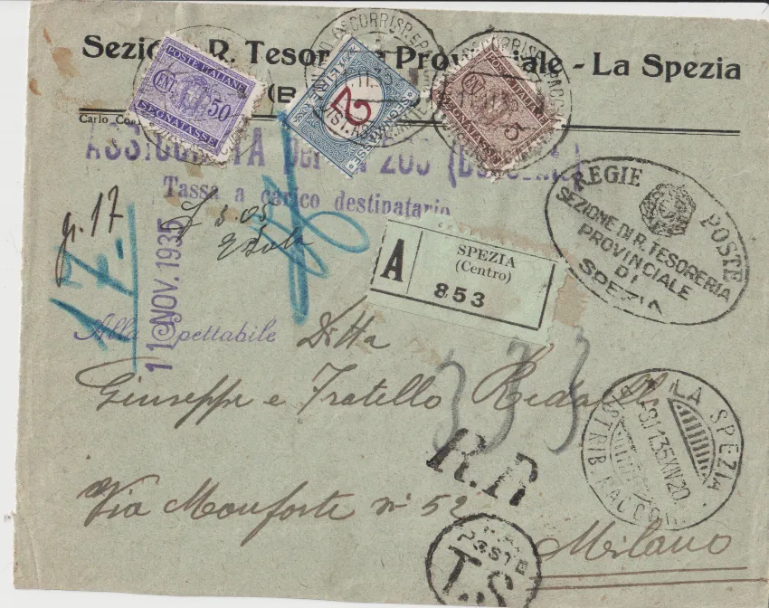 TS Collezionismo Filatelia Frammento 1936 Segnatasse Fascio