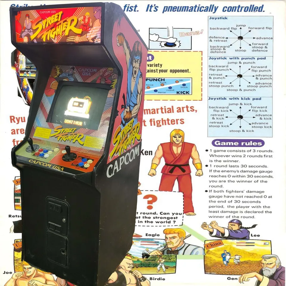 Arcade Story Picchiaduro Street Fighter 1987 cabinato arcade originale