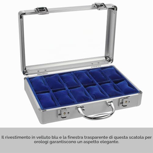SAFE 265 portaorologi alluminio 12 orologi velluto 280x200x80