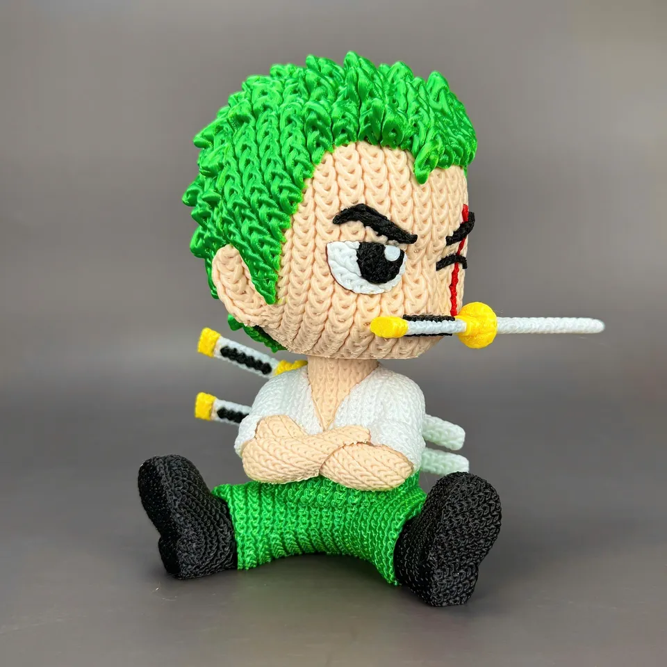 Stampe Incantate Zoro Statua Crochet PLA Spada in Bocca