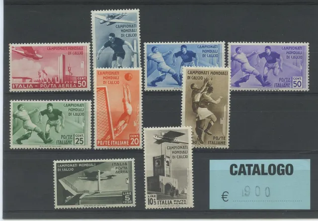 Regno d'Italia 1934 Calcio serie 9 valori certificati perfetti