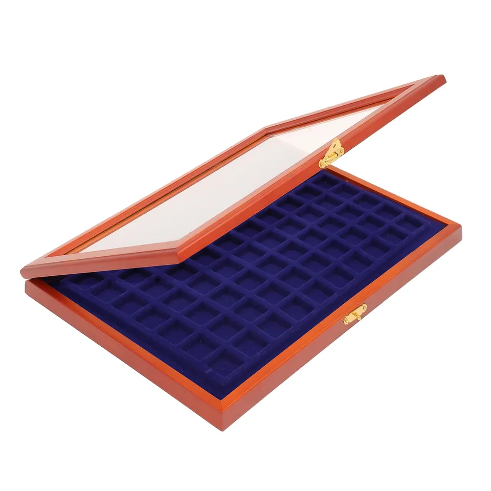 Safe 5902 teca legno 70 monete 25 mm velluto blu