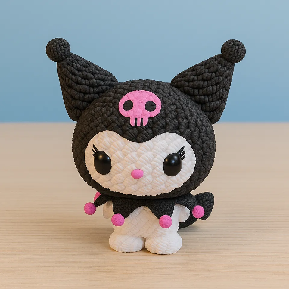 L'Atelier di Zelda Stampe Incantate Kuromi statuetta crochet kawaii