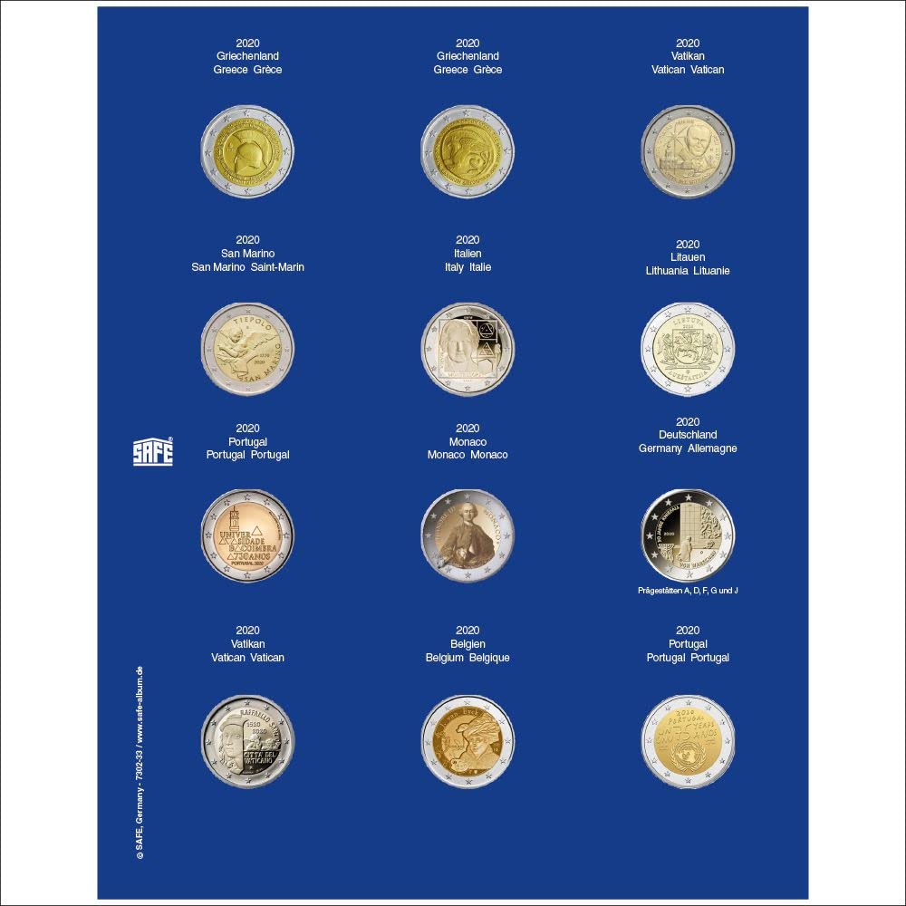 SAFE Sammelsysteme 7302-32 foglio 2 euro 2020 con capsule