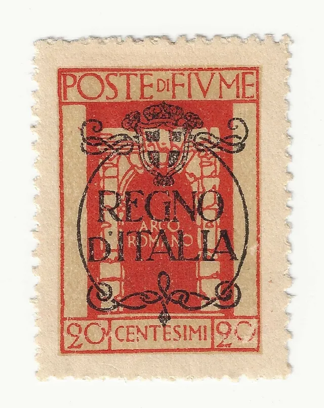 Fiume 1924 20 cent vermiglio soprastampa Regno d'Italia MH