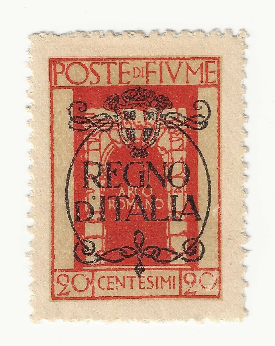 Fiume 1924 20 cent vermiglio soprastampa Regno d'Italia MH