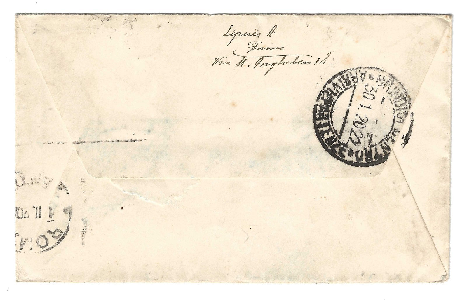 Fiume 1919 busta Ministero Marina Roma 10 su 10c filatelia storica