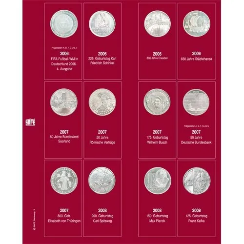 Safe 7342-3 foglio monete 10 euro Germania 2006-2008