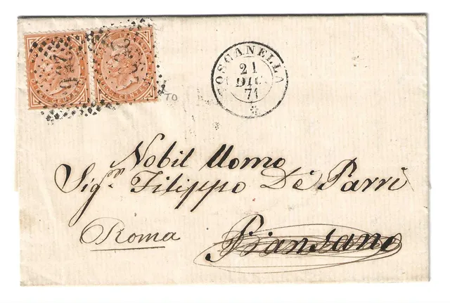 Regno d'Italia Coppia 10c De La Rue 1871 Francobollo Londra