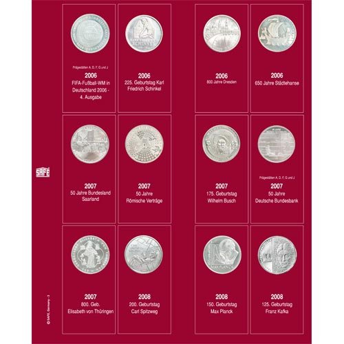 SAFE 7342-3 Foglio album monete 10 euro Germania 2006-2008