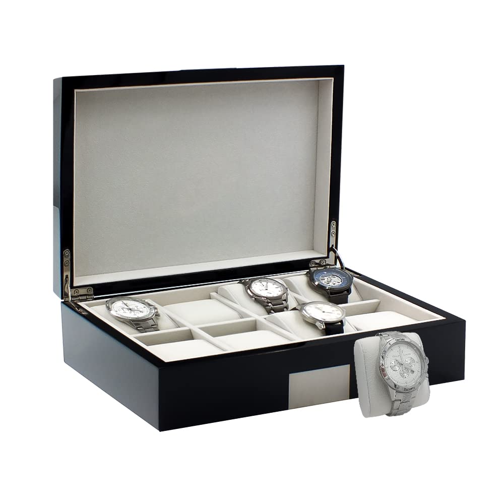 Safe Scatola Orologi Legno Nero 8 Posti 30x21 cm